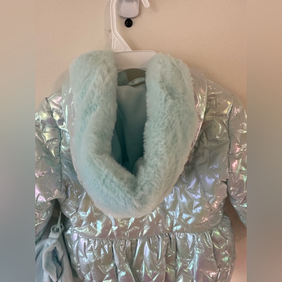 Rothschild Baby Girls Iridescent Aqua Winter Puffer Jacket NWT 3/6M - Picture 5 of 5
